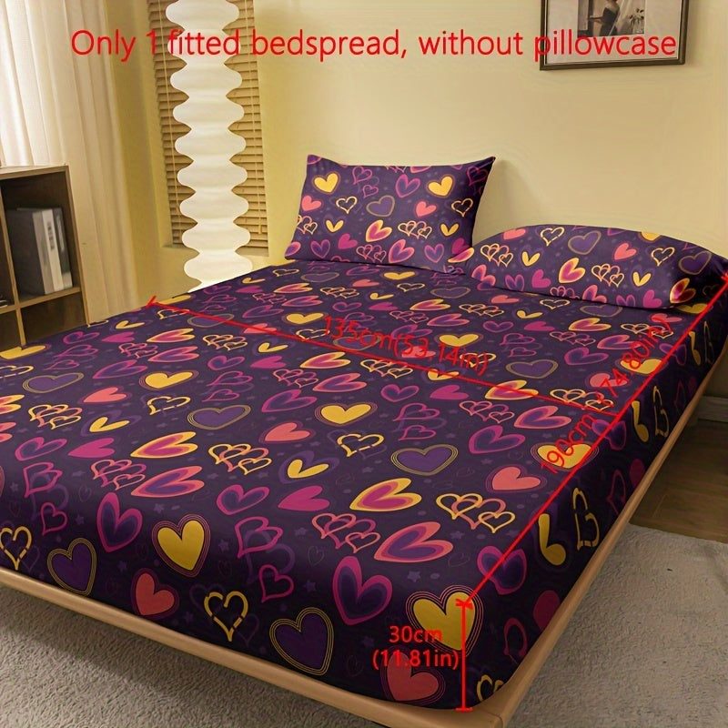 Soft Heart Print Fitted Sheet Deep Pockets Bed Bedroom Guest Room