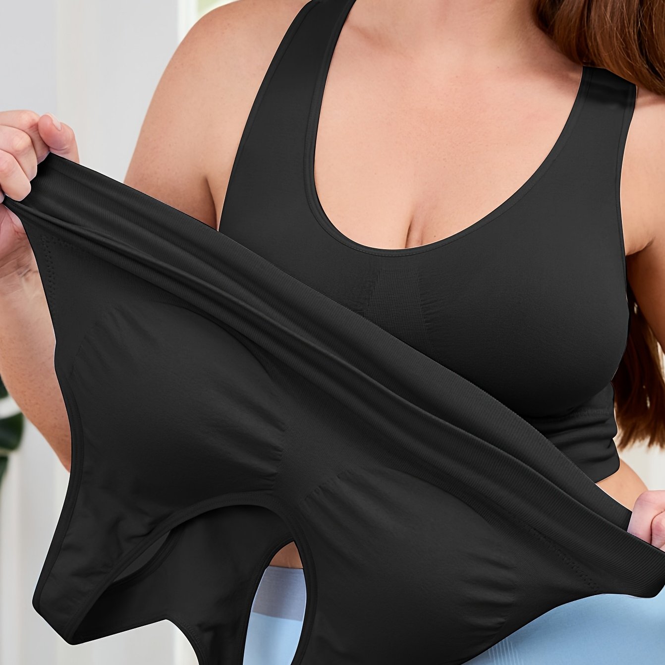 Plus Size Women Seamless Backless Sports Bra with Removable Pads