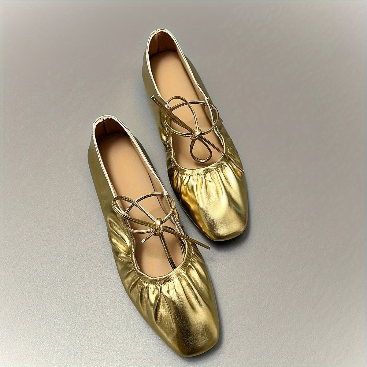 Women's Flat Shoes Vintage Square Toe Loafers Silver Gold