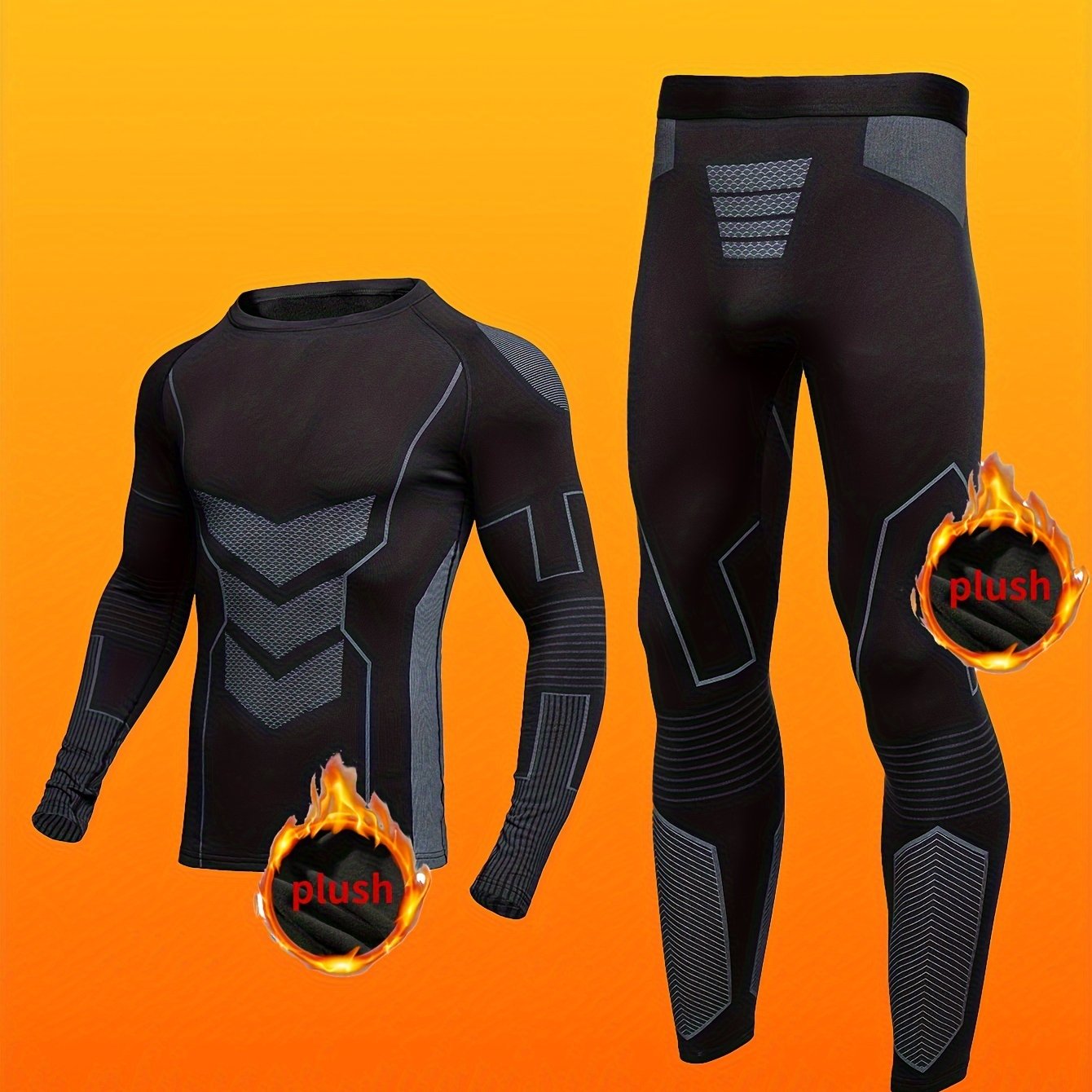 Men's Thermal Underwear Set Polyester Spandex Breathable Quick-Drying Fall Winter