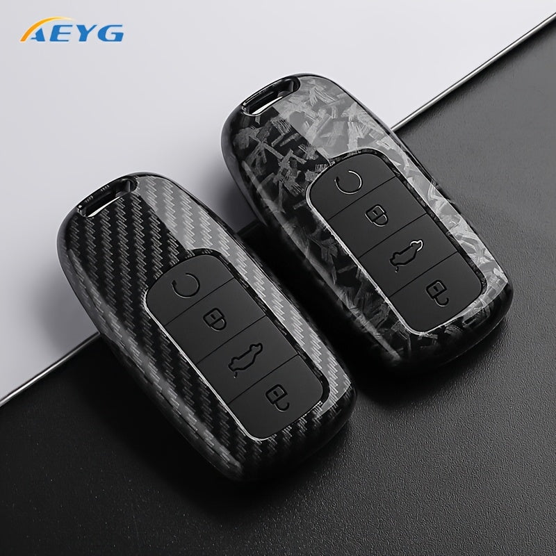 Car Key Case Cover for SUV, Carbon Fiber Style, Fob Protector, Black