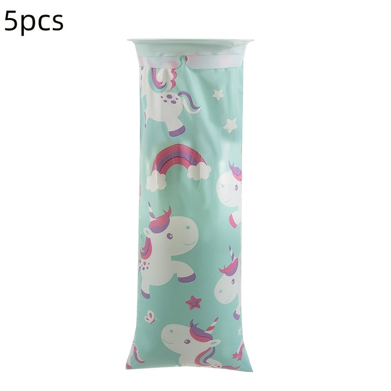 5-штуки одноразовых мешков для мусора PE, герметичные, с мультяшным дизайном, универсальный размер для путешествий на автомобиле, беременности