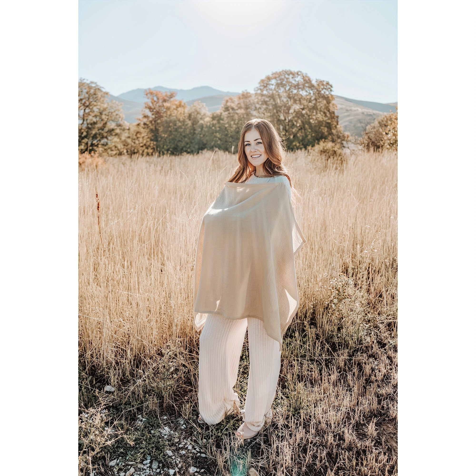 Breastfeeding Nursing Cover with Hard Hoops Multi-Functional Car Seat Cover 100% Cotton