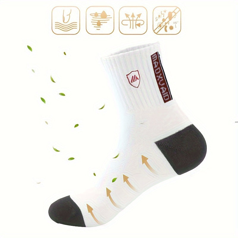 Men's Sports Socks 5 Pairs Breathable Polyester Geometric Pattern EU 38-43 for Spring and Fall