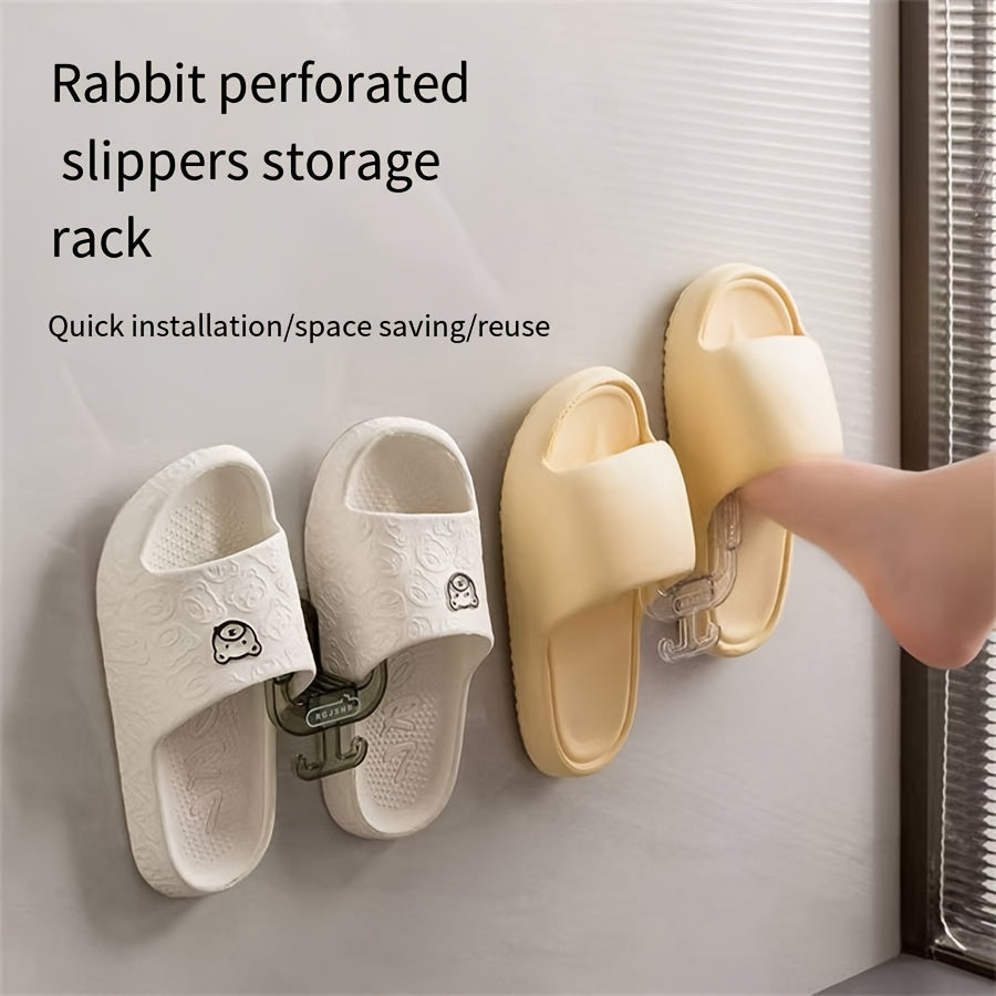 Wall-Mounted Bathroom Organizer for Slippers and Towels, Space-Saving Plastic Storage
