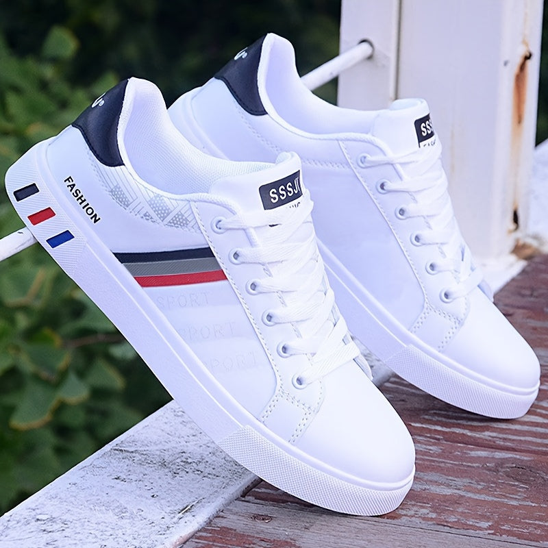 Men's Canvas Skate Shoes Striped Low Top Lace-Up Rubber Sole
