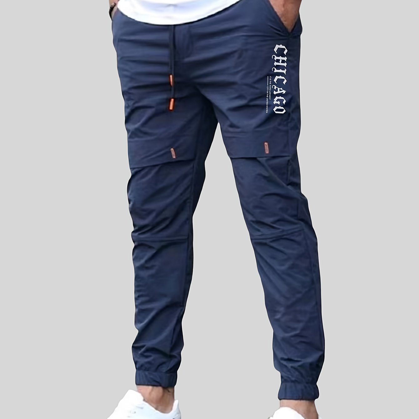 Men's Polyester Woven Joggers with Alphabet Print Regular Fit All-Season