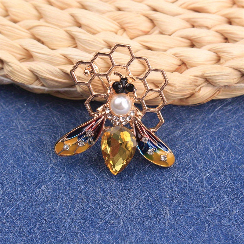 Rhinestone Bee Brooch Pin Irregular Shape Jewelry for Women and Girls
