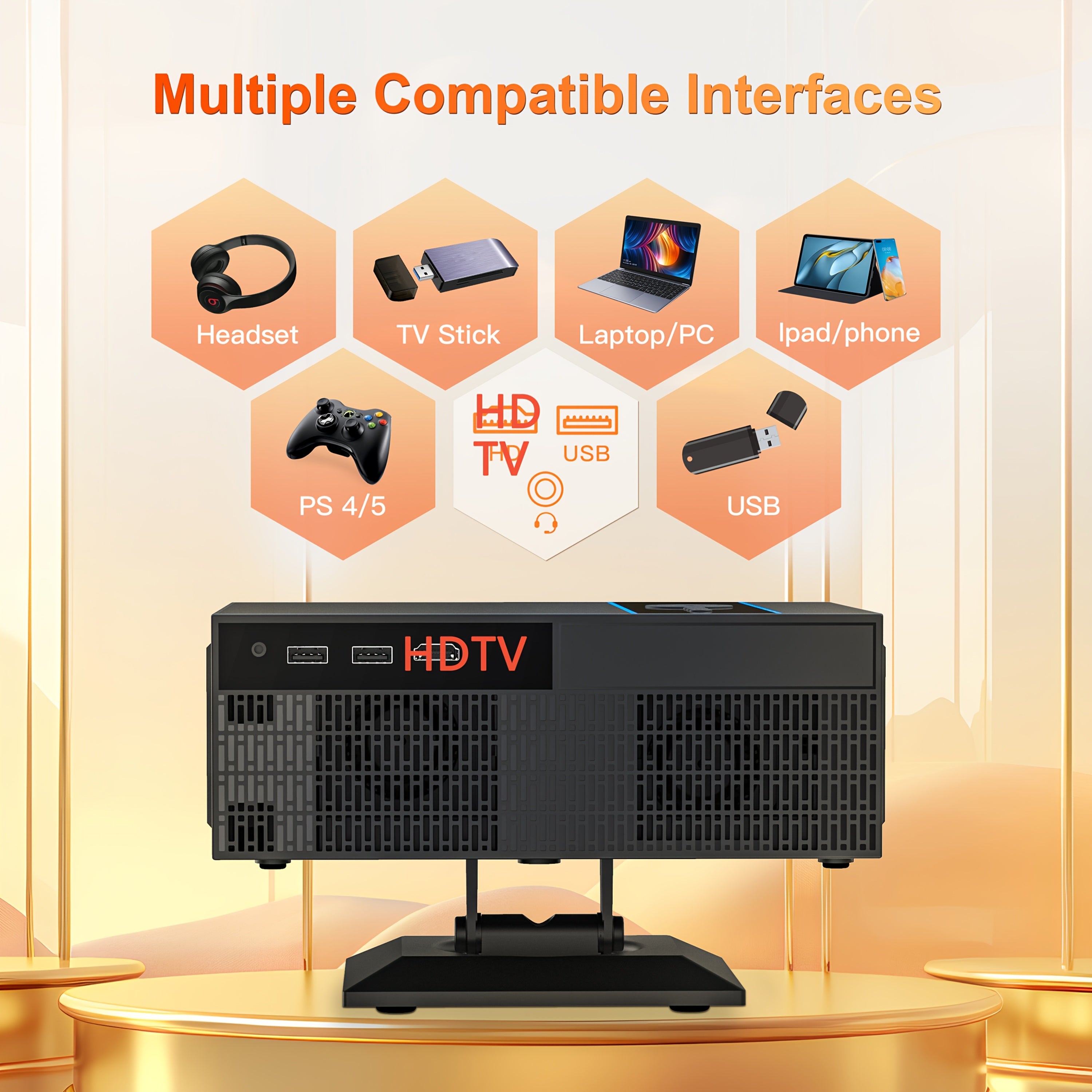 Проектор для домашнего кинотеатра 1080P Full HD WiFi Bluetooth 4K поддержка настенного монтажа