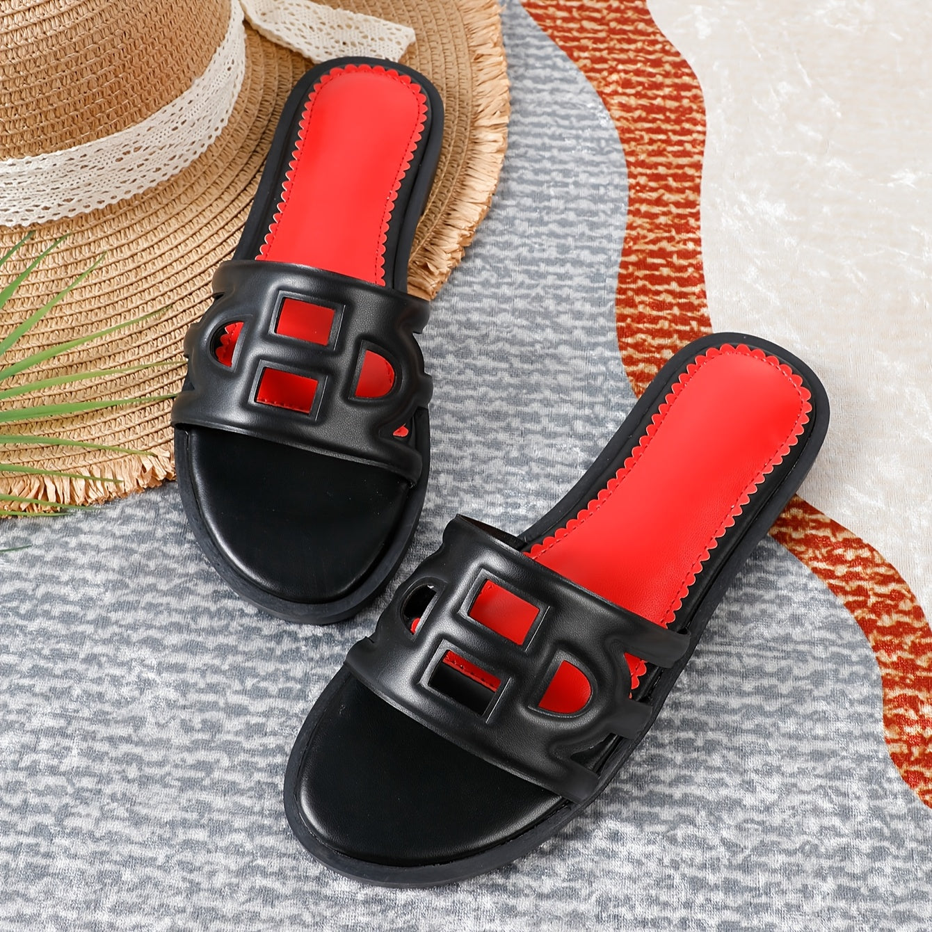 Women's Slip-On Round-Toe Flat Shoes Lightweight Comfortable Embossed Laser Designs