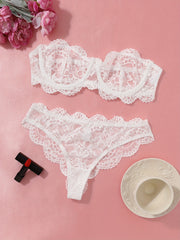 White Lace Lingerie Set with European Style