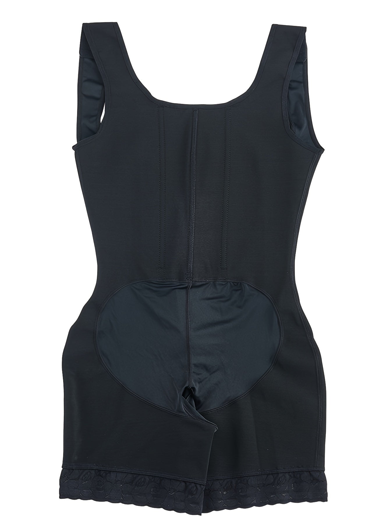 Lace Trim Bodysuit for Women Tummy Control Shaping Seamless Solid Color