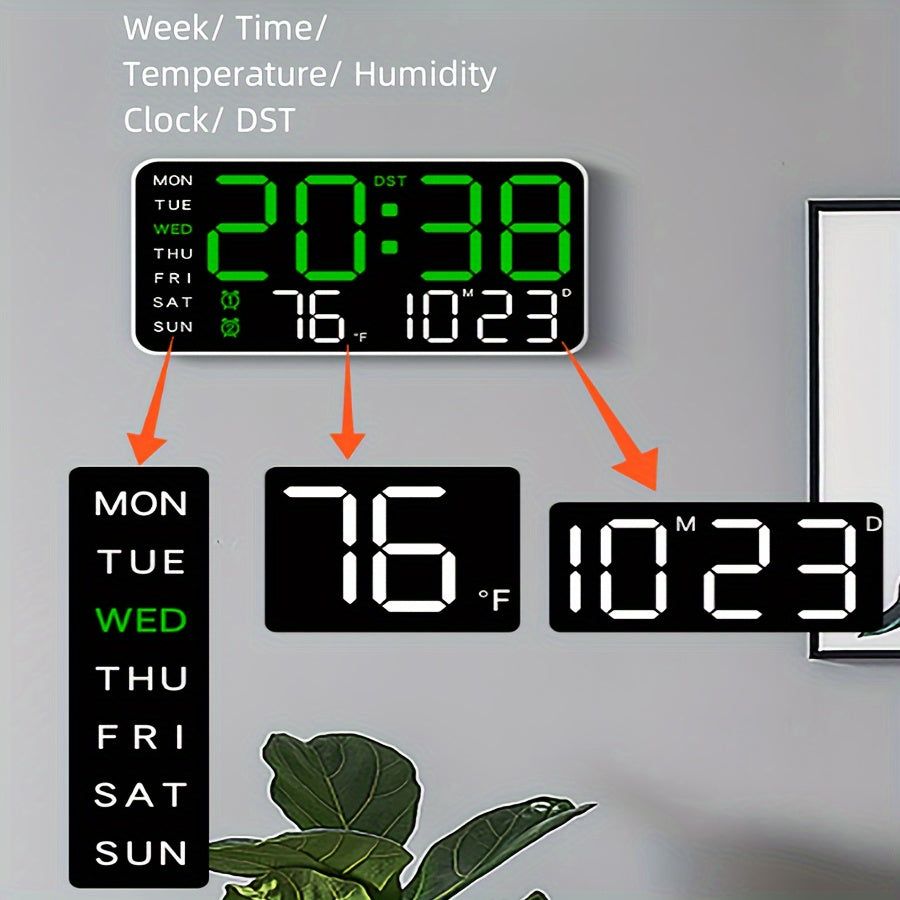 Digital Wall Clock with Bezel-Less Display Dual Function USB or Cord Power for Living Room Nursery or Student Room