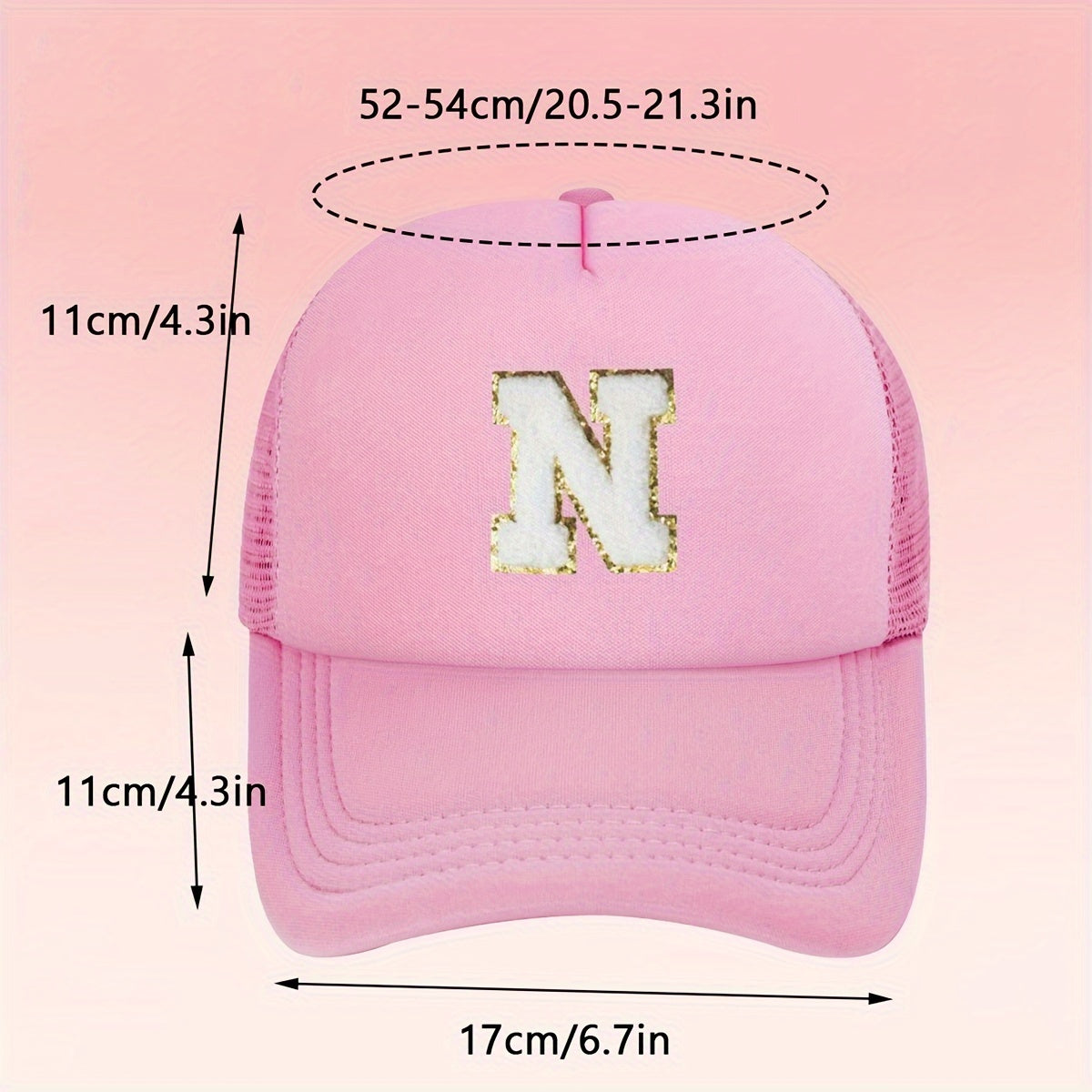 Girls Alphabet-Themed 2-Piece Baseball Cap and Bag Set Polyester Breathable Fitted for Ages 3-14