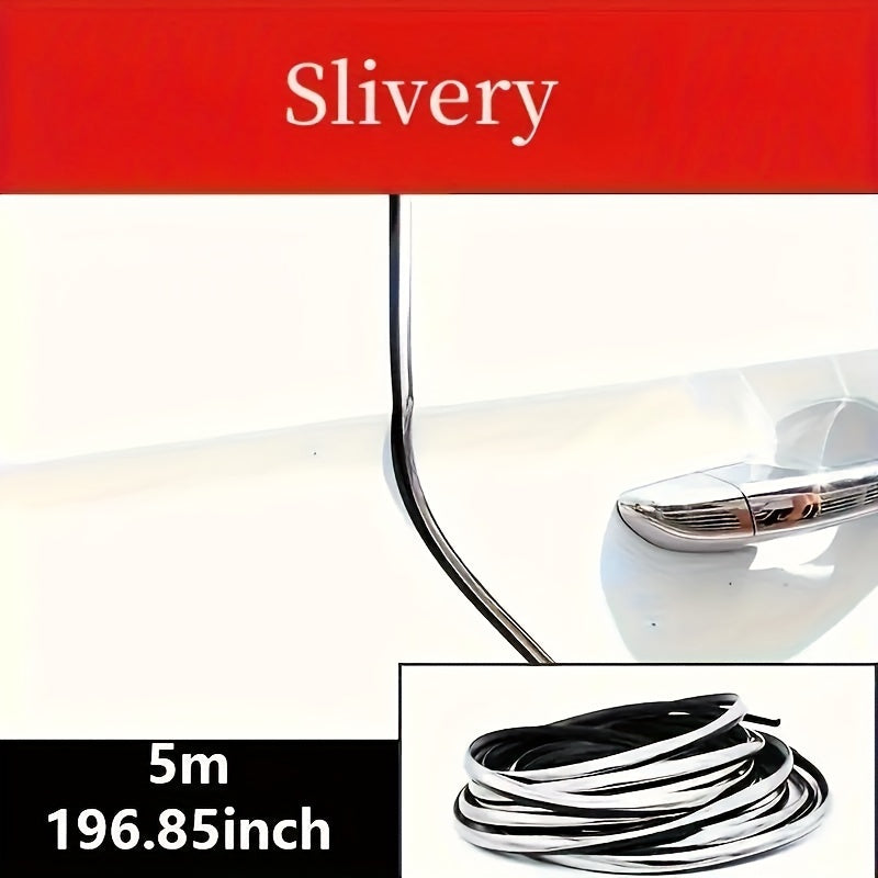 5m Car Door Chrome Decoration Strip with Rolled Design Scratch Protection Rear Bumper Guard