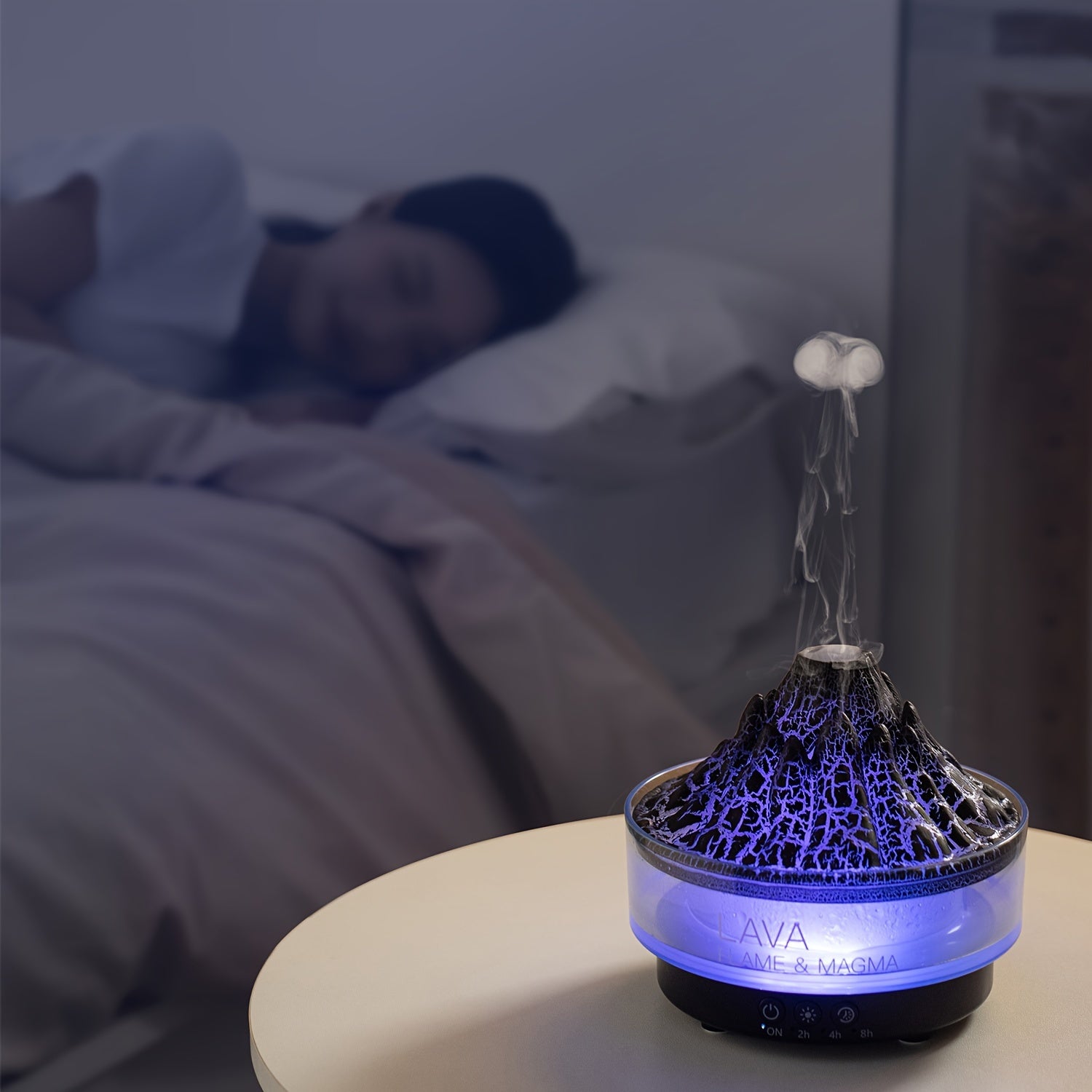 Large Capacity Volcano Crackle Humidifier with Aromatherapy LED Lights USB Powered for Home Office