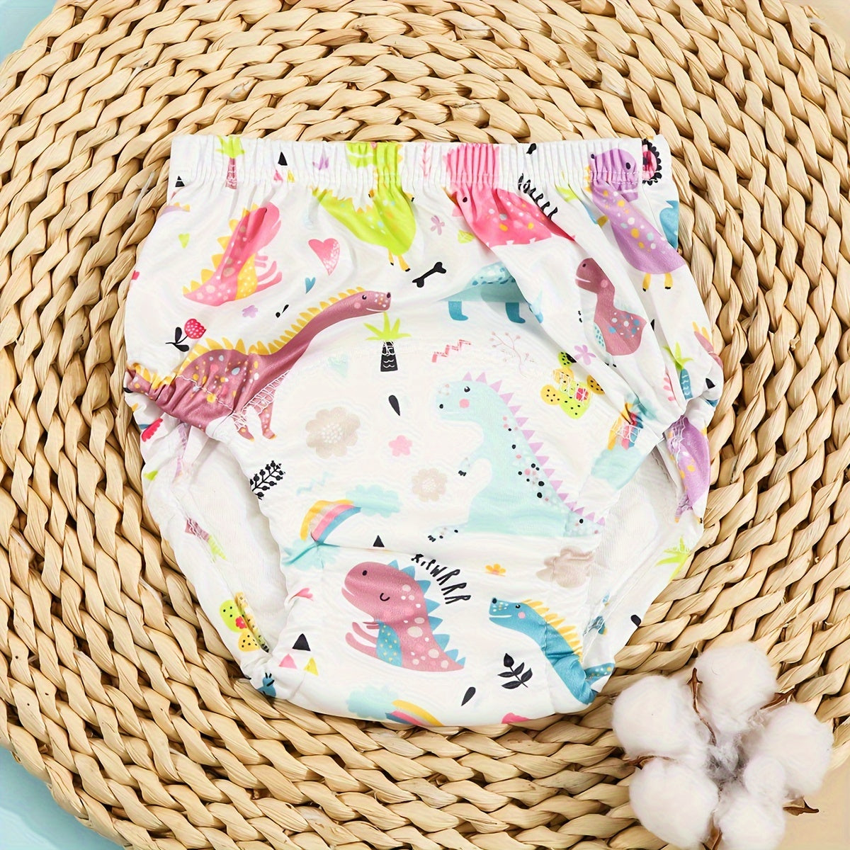 Juego de 3 pantalones de entrenamiento reutilizables para niños con patrones de dibujos animados de gasa de algodón transpirable