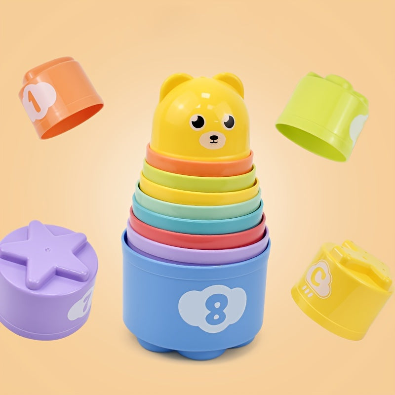 Children's Stacking Cups Rainbow Tower Ring Toys for Kids Beach Play Festival Birthday