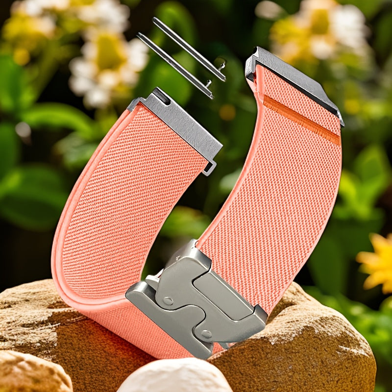 Adjustable Polyamide Watch Band Breathable Elastic Loop Strap with Parachute Buckle for Smartwatches