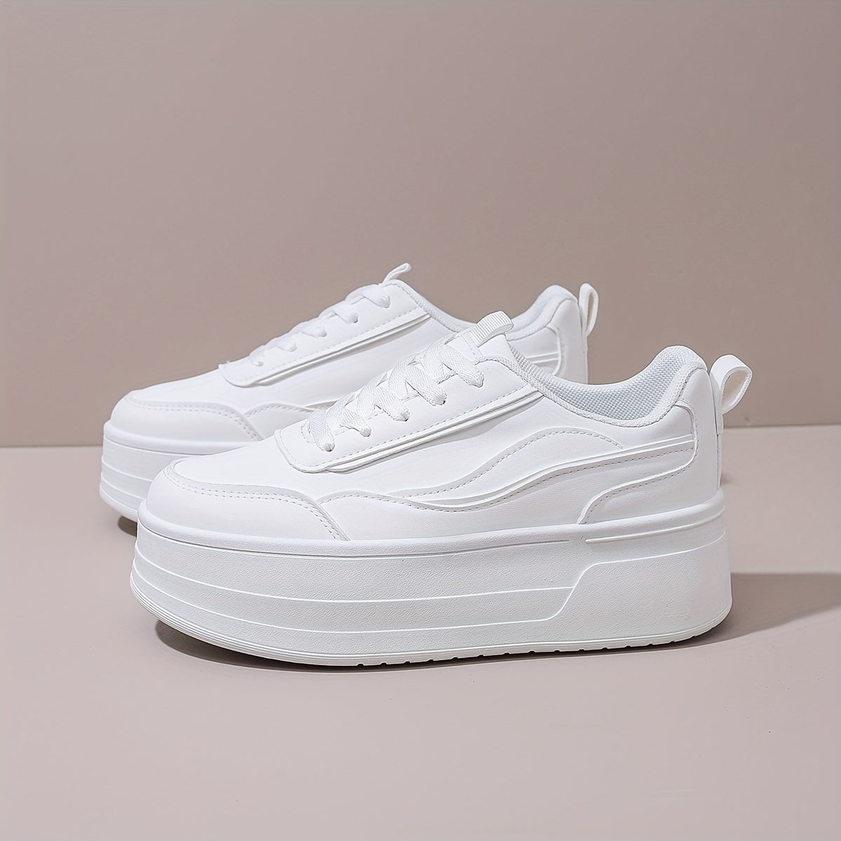 Women’s Chunky Platform Sneakers White Casual High Top Shoes