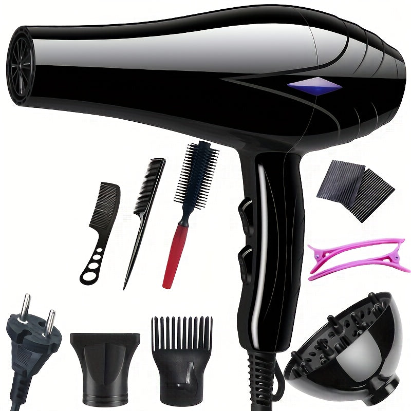 1200W Black and Pink Hair Dryer with Concentrator Nozzle, 1.5-3m Cord, European Plug