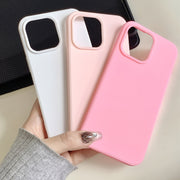Set of 3 Solid Color iPhone Cases with Lens Protection in Off-White, Pink, TPU