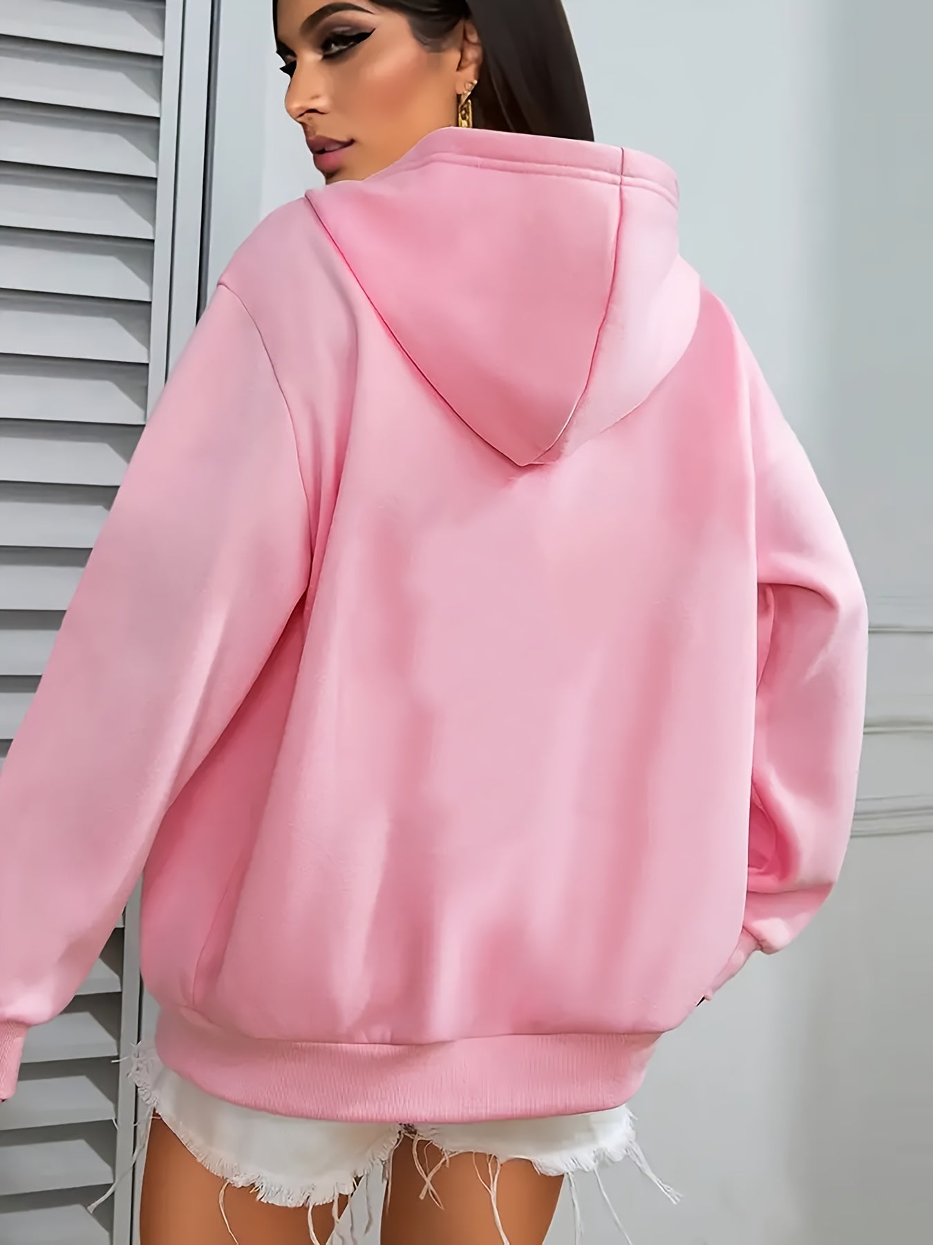 Women's Fleece Hoodie with Leopard Print Bow and Graphic Ivory Sweater