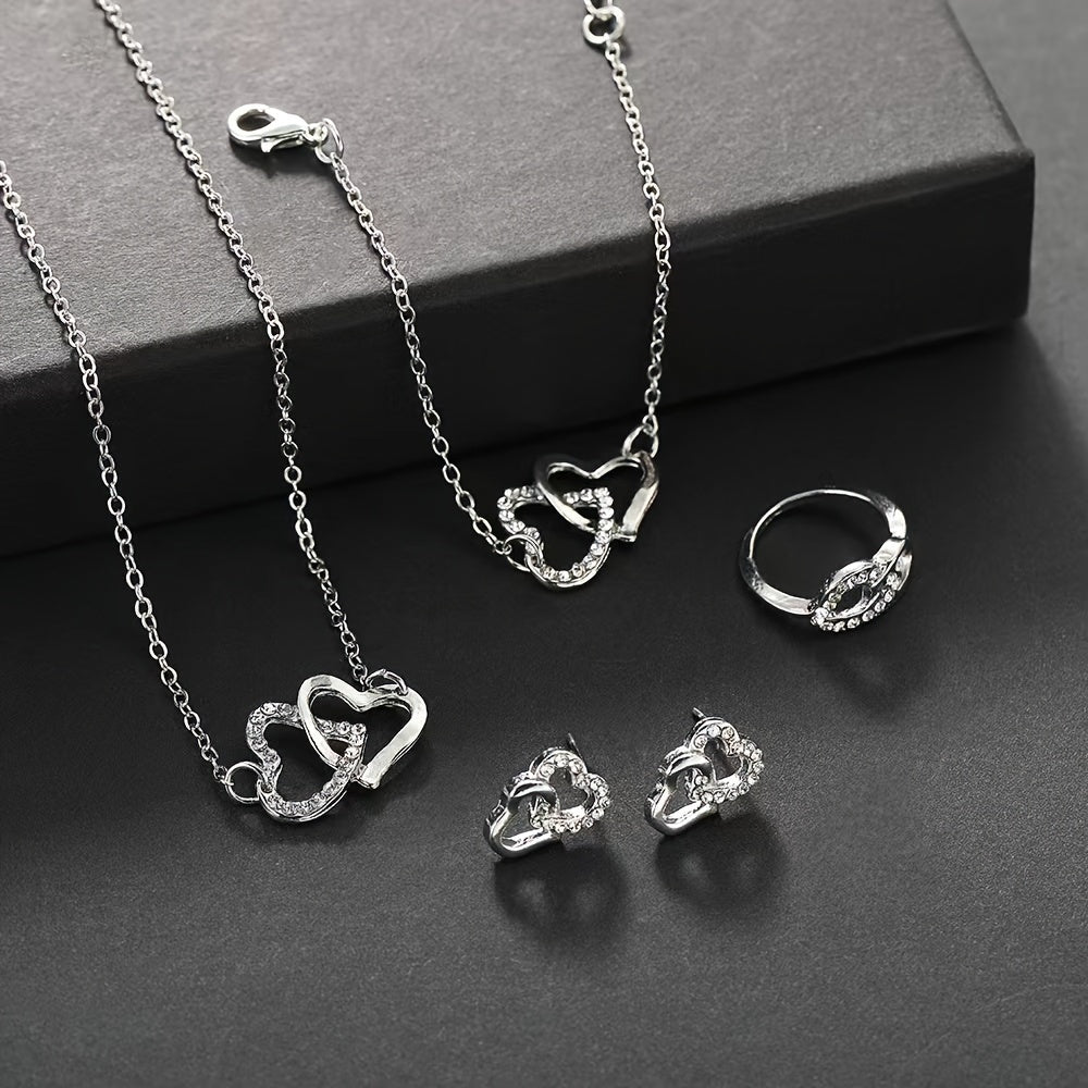 Women's Heart Jewelry Set 5-Piece Glass Alloy Boho Vacation Accessories