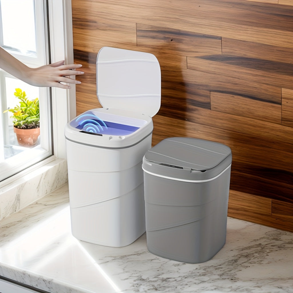 Универсальная мусорная корзина, подходящая для использования на кухне и в ванной, с крышкой, открывающейся по сенсору. Идеально подходит для пищевых отходов и отходов из ванной, таких как бумажные полотенца, волосы и косметика.