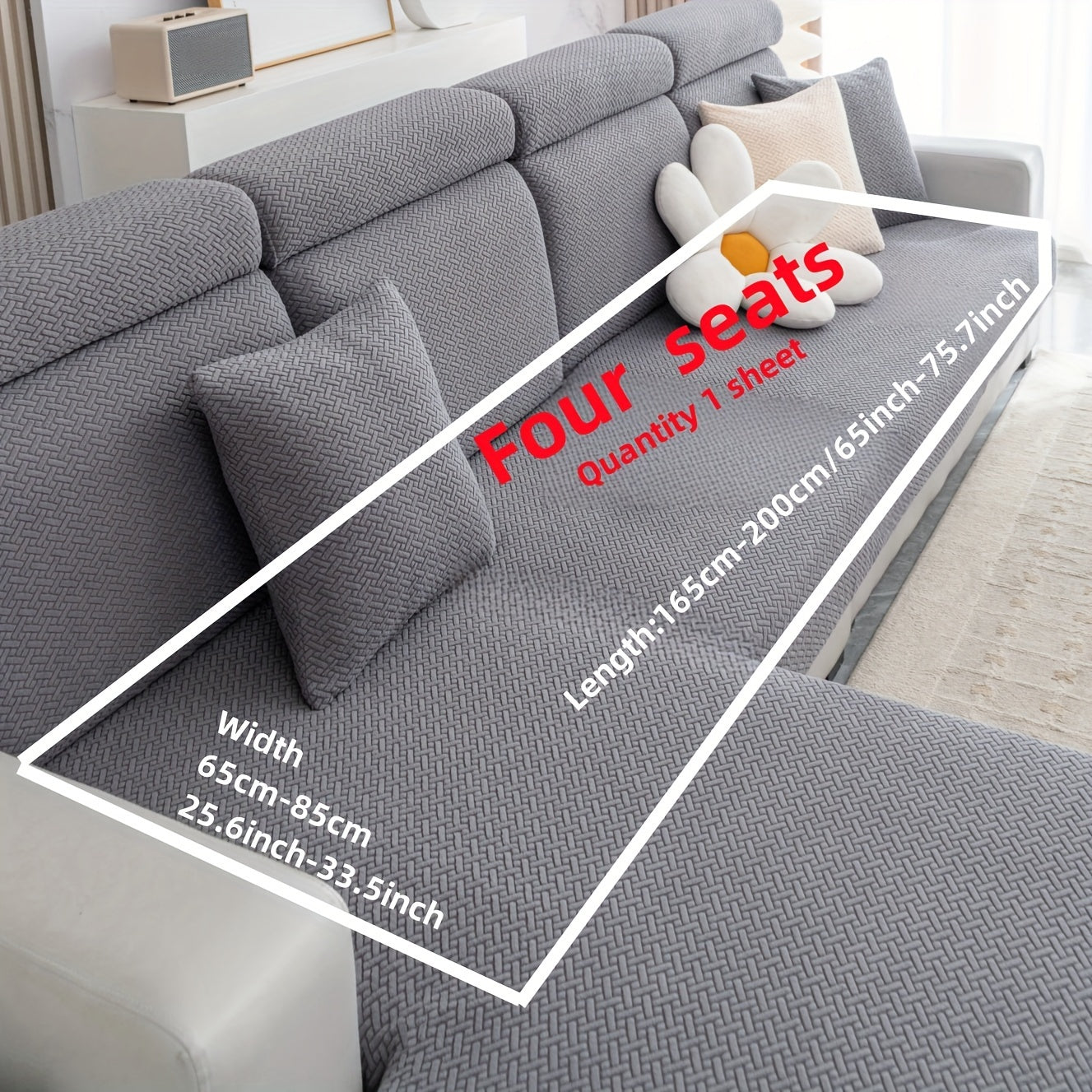 Checkered Polar Fleece Sofa Cover Universal Fit Machine Washable Multi-Purpose