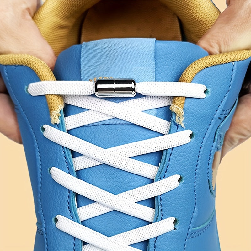 Эластичные шнурки без узлов для взрослых с золотыми капсульными кнопками