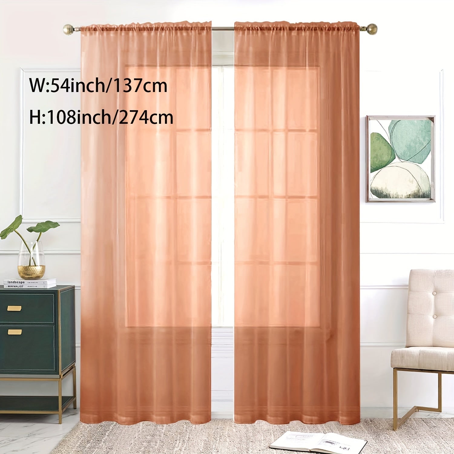 Sheer Curtain Single Panel Light Filtering Privacy Rod Pocket for Living Room Bedroom Kitchen