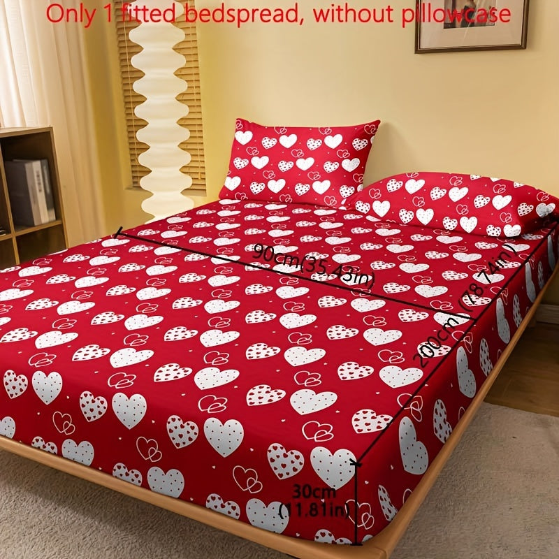 Simple Love Print Brushed Fitted Sheet Deep Pockets Soft Mattress Protector for Bedroom or Guest Room