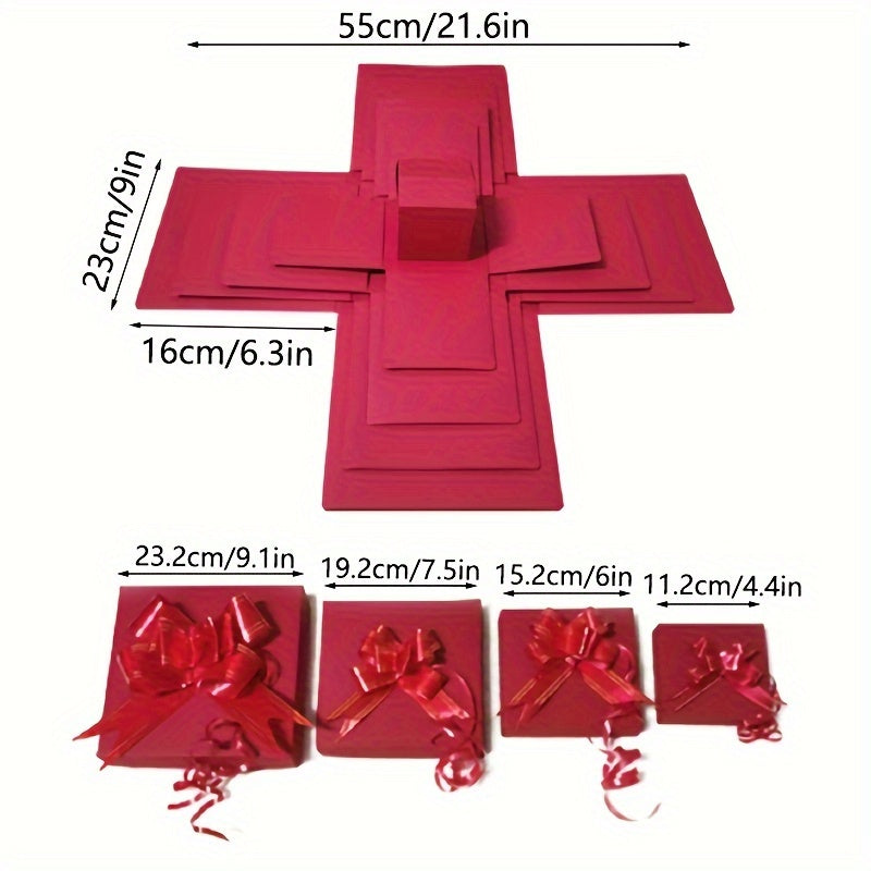 Romantic Gift Box Set for Proposals and Special Occasions Red and Blue Paper Handmade