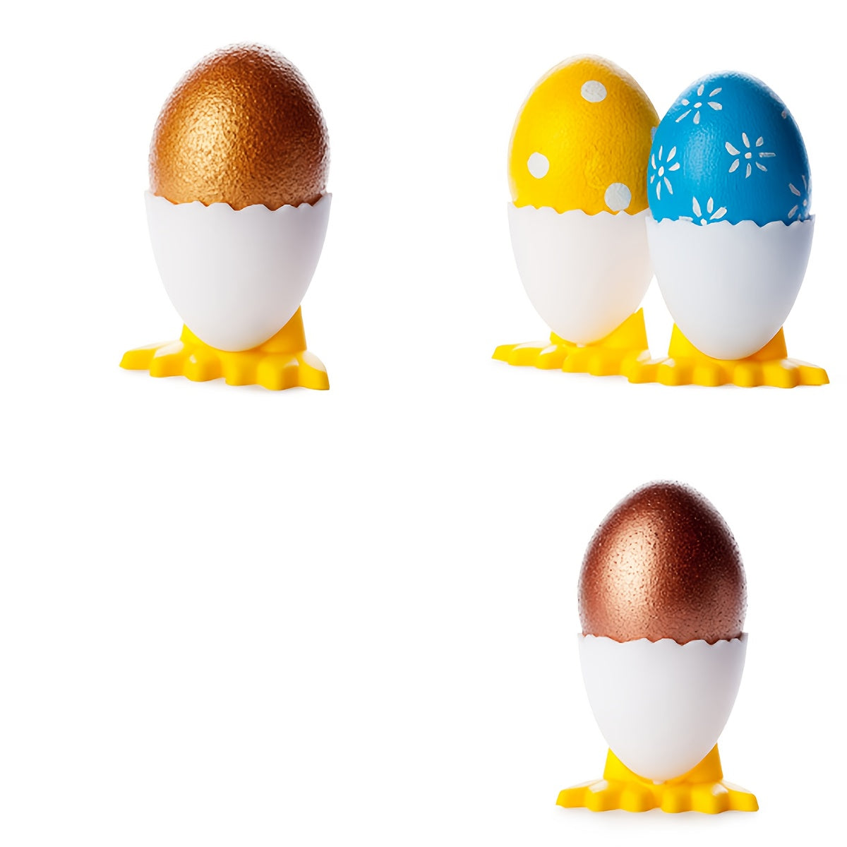 Set of 5 to 10 Plastic Egg Holder Cups Food-Safe Breakfast Egg Containers