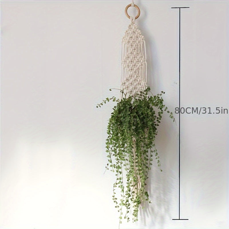 Soporte para plantas de macramé blanco bohemio para macetas y cuencos de interior