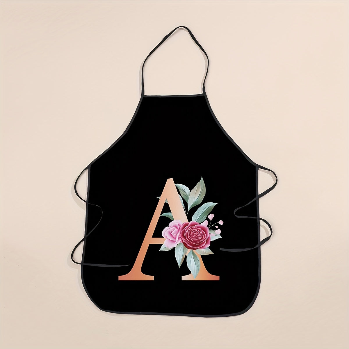 Women's Polyester Apron with Flower and Letter Print Waterproof Thickened Kitchen Cooking Cooking Apron