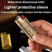 Small Metal Lighter Set Vintage Floral Mini Lighter Cover Holder