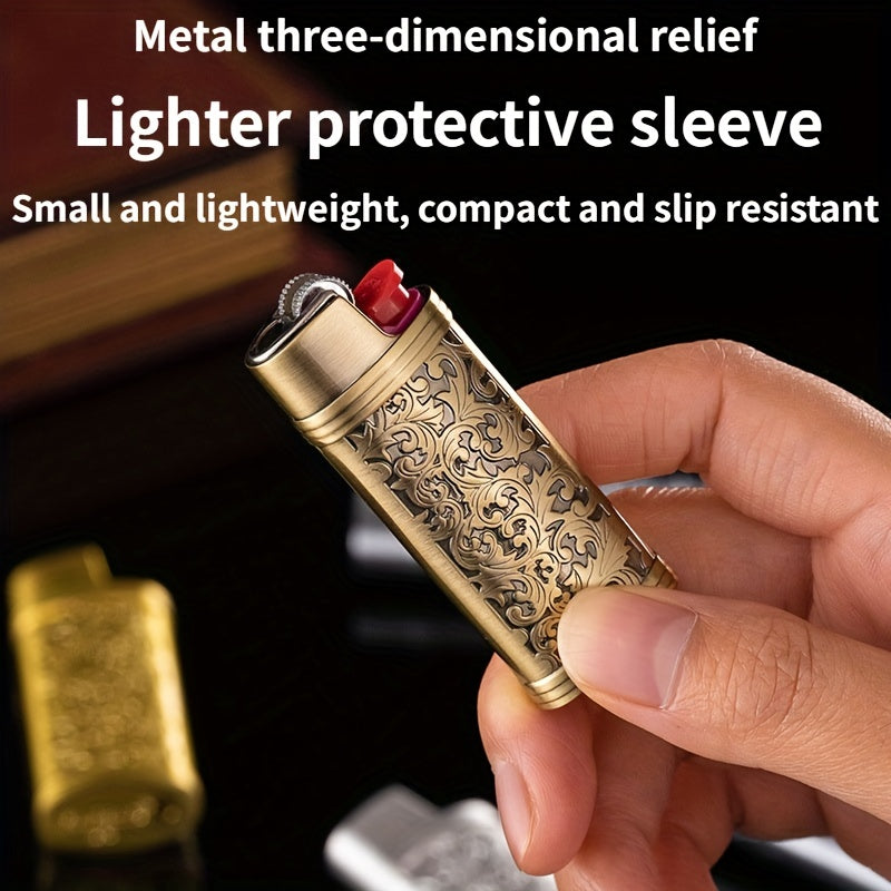 Small Metal Lighter Set Vintage Floral Mini Lighter Cover Holder