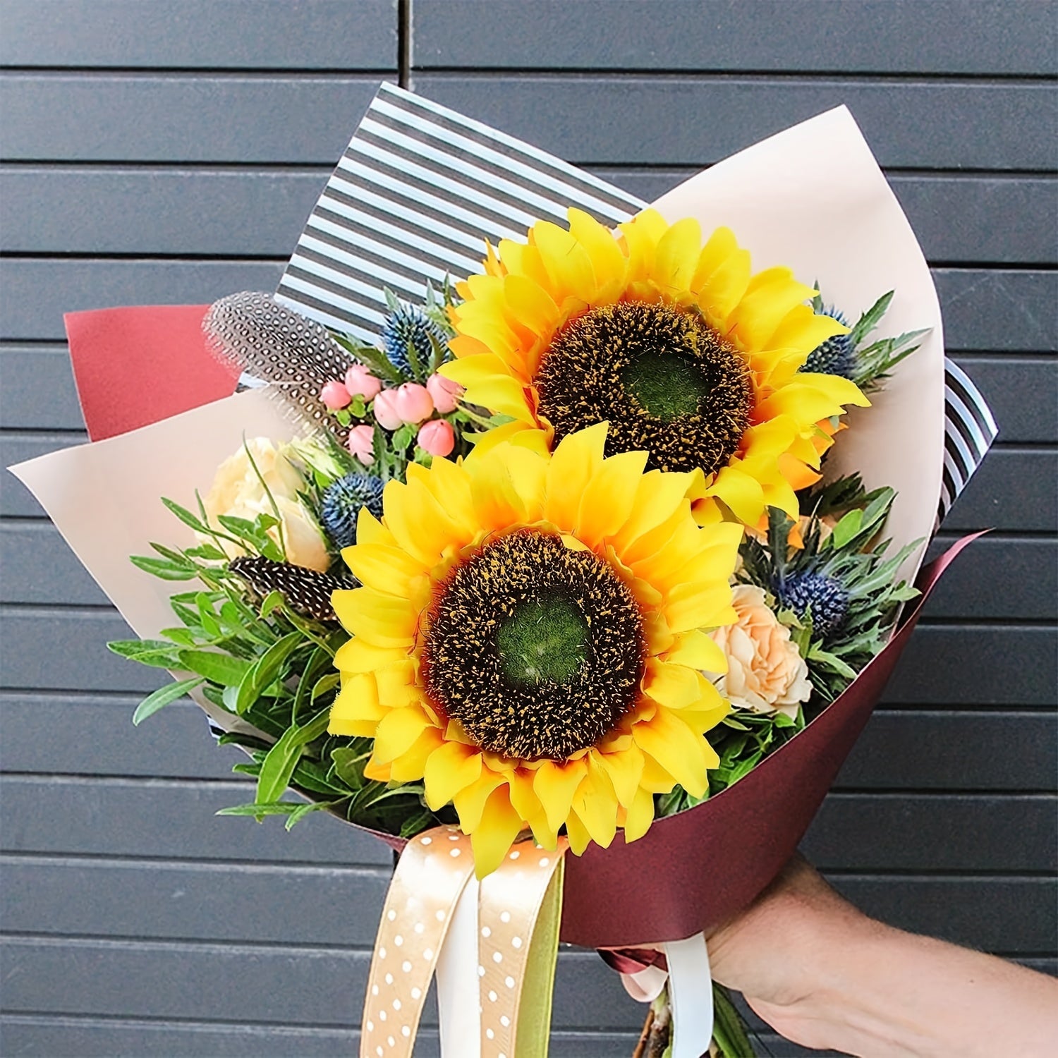 8-Piece Artificial Sunflower Bouquet for Fall Weddings Thanksgiving and Home Decor