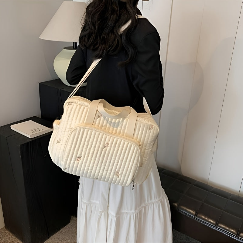 Diaper Bag for Moms with Quilted Animal Print and Insulated Compartments