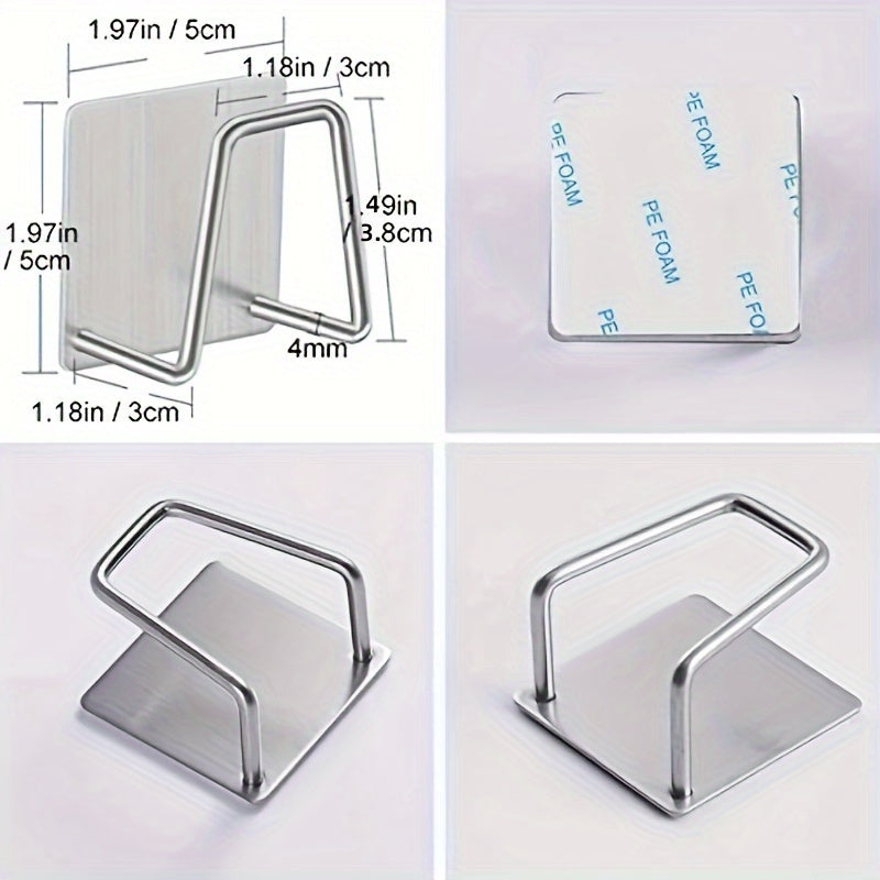 Stainless Steel Sponge Holder Set of 4 - Bardoshli, Suvga chidamli va Chiriyotgan, Oshxona, Yotoqxonalar va Ofislar uchun devorga o'rnatilgan dizayn - Oshxona yuvinish joyi uchun quvvatli quriydigan drenaj rack va qulf bilan, cho'tka saqlash uchun