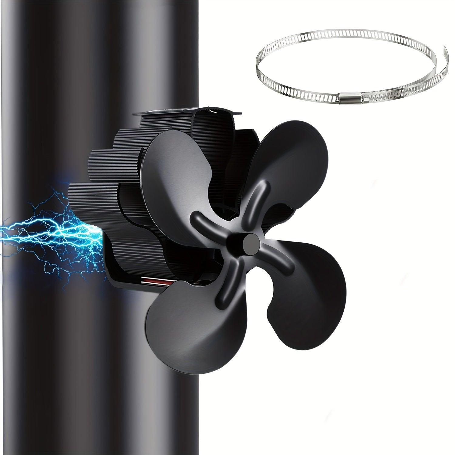 Adjustable Magnetic Wood-Burning Fireplace Fan with 4 Blades for Air Circulation