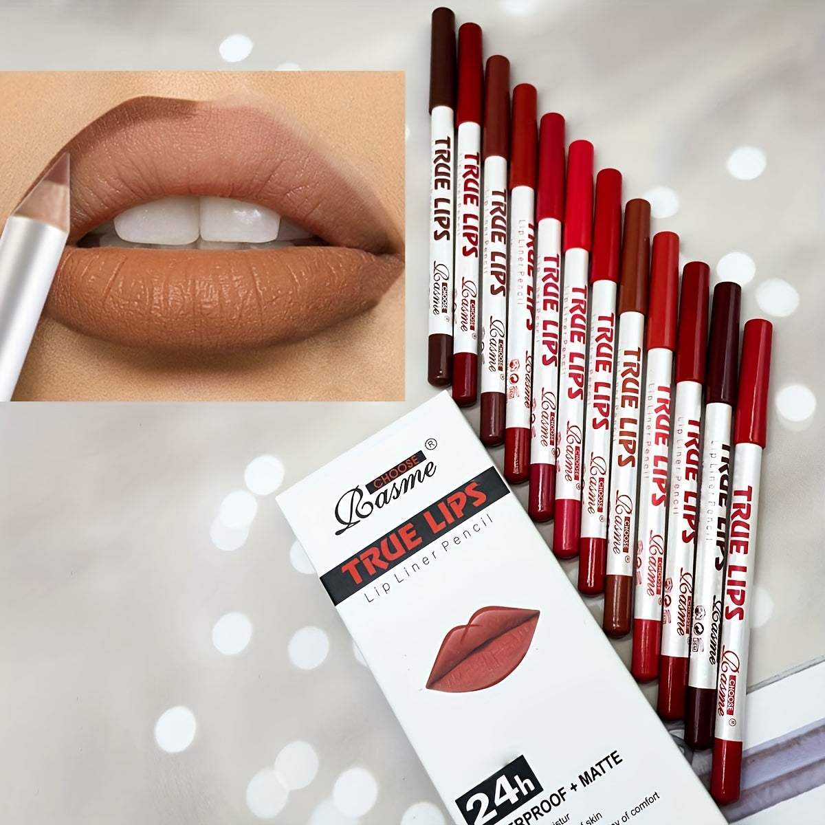 Набор помад и карандашей для губ для женщин, матовый цвет бобовой пасты, 12 шт., не легко смывается