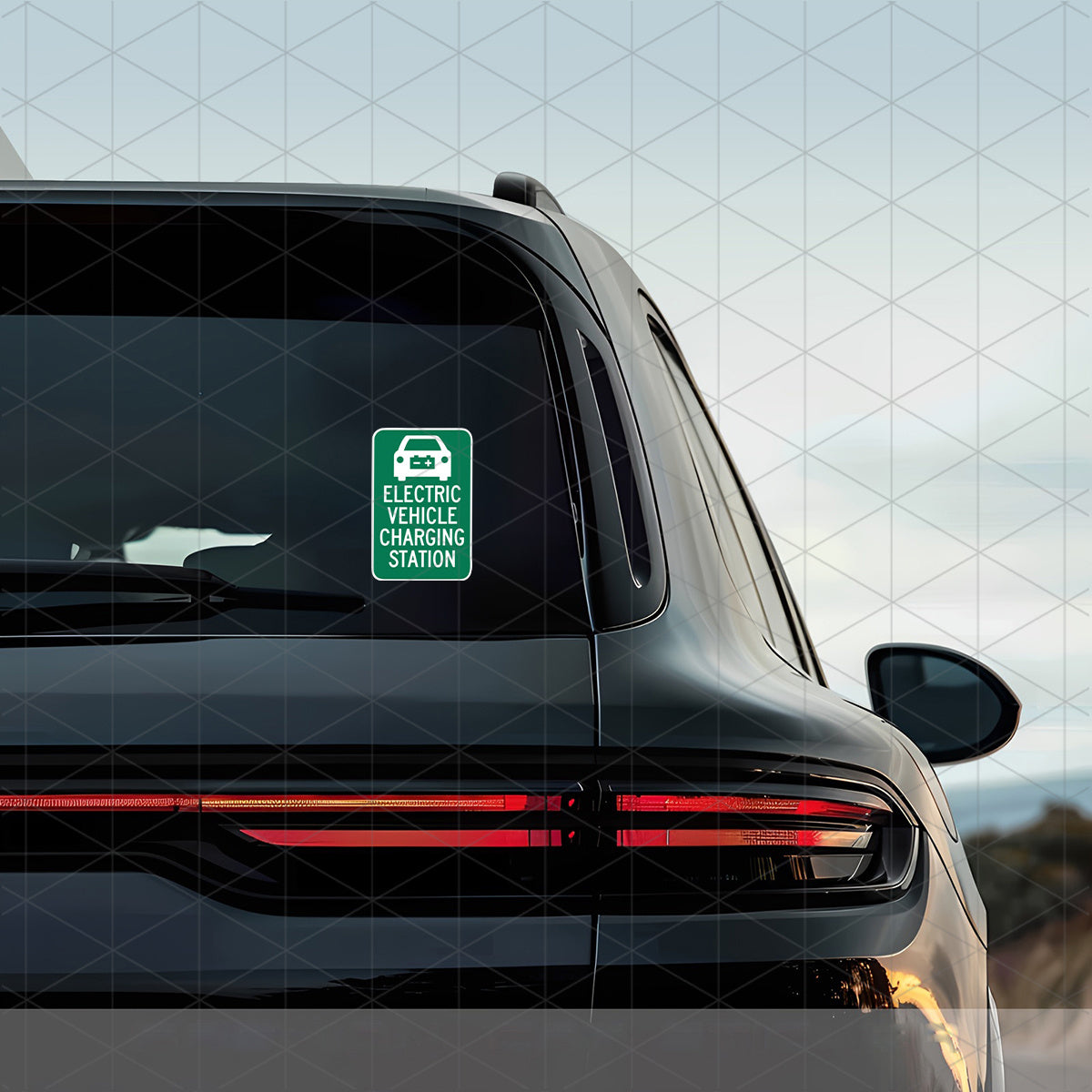 Self-Adhesive Electric Vehicle Charging Warning Sticker Vinyl Green White