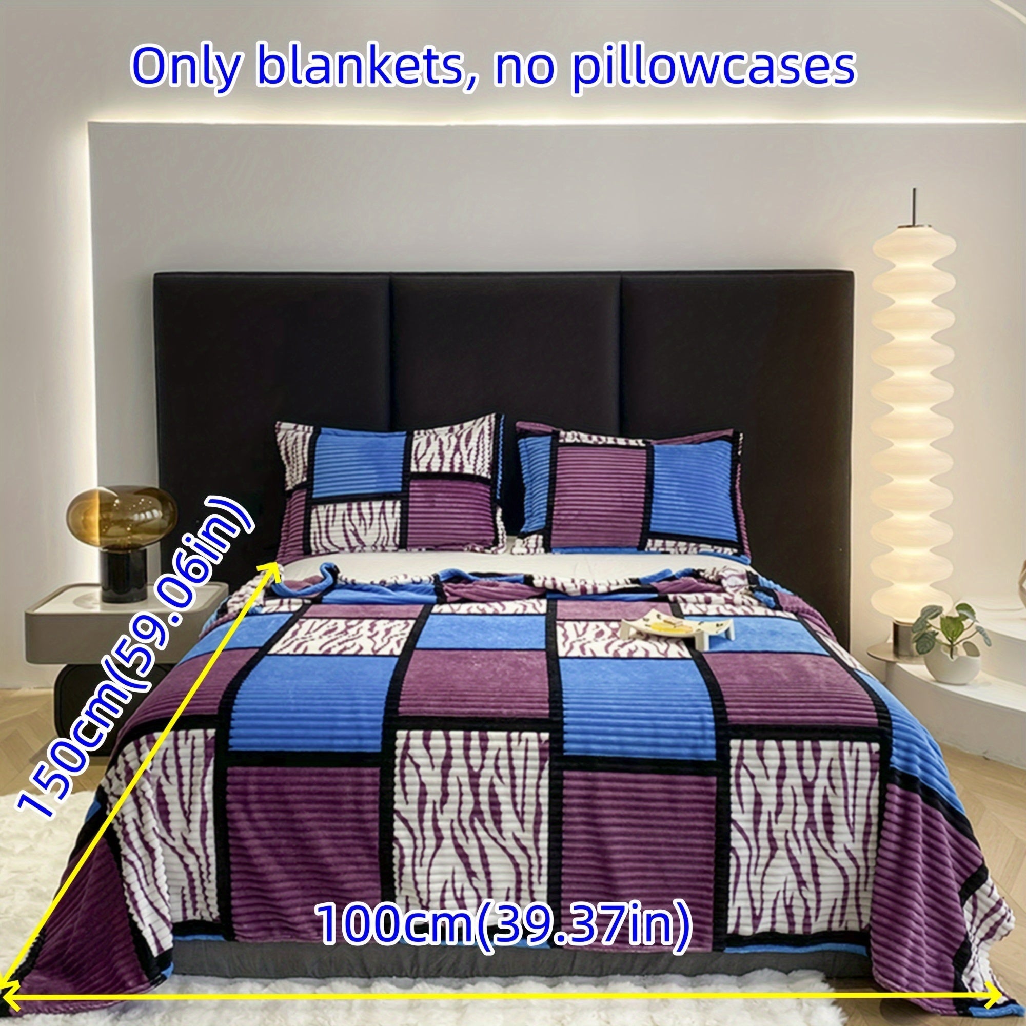 Striped Grid Blanket Lightweight Breathable All-Season Sofa Bed Travel 1 Piece