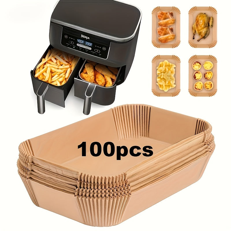 100-Pack Extra Large Rectangular Air Fryer Liners Non-Stick Oven Safe Baking and Cooking