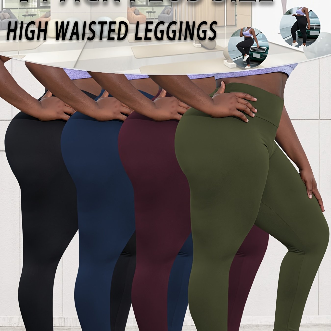Plus Size High-Waisted Leggings for Women Soft Tummy Control Yoga Running