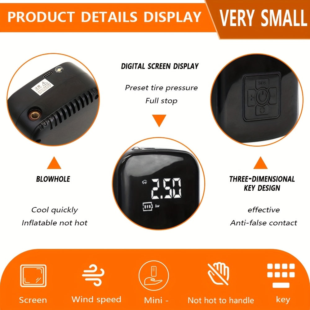 Portable Cordless Tire Inflator Air Compressor Pump Digital Display Rechargeable