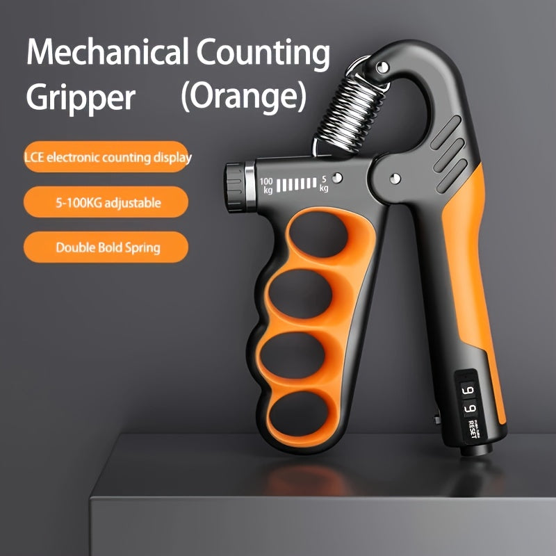 Adjustable Hand Grip Strengthener with Ergonomic Design and Double Spring in Red Gray Orange